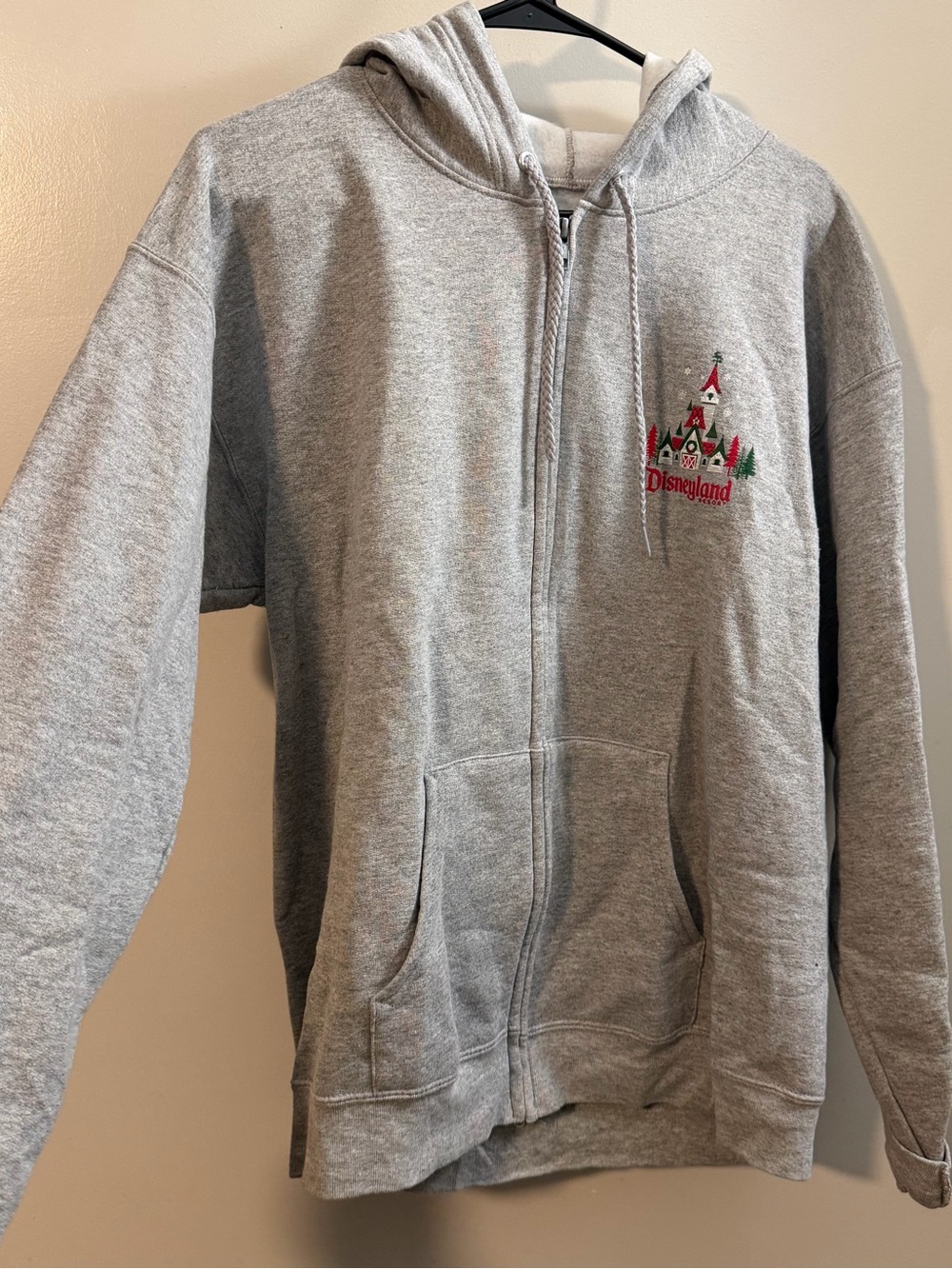 Disneyland Gray Holiday Zip-Up Hoodie - Embroidered Castle